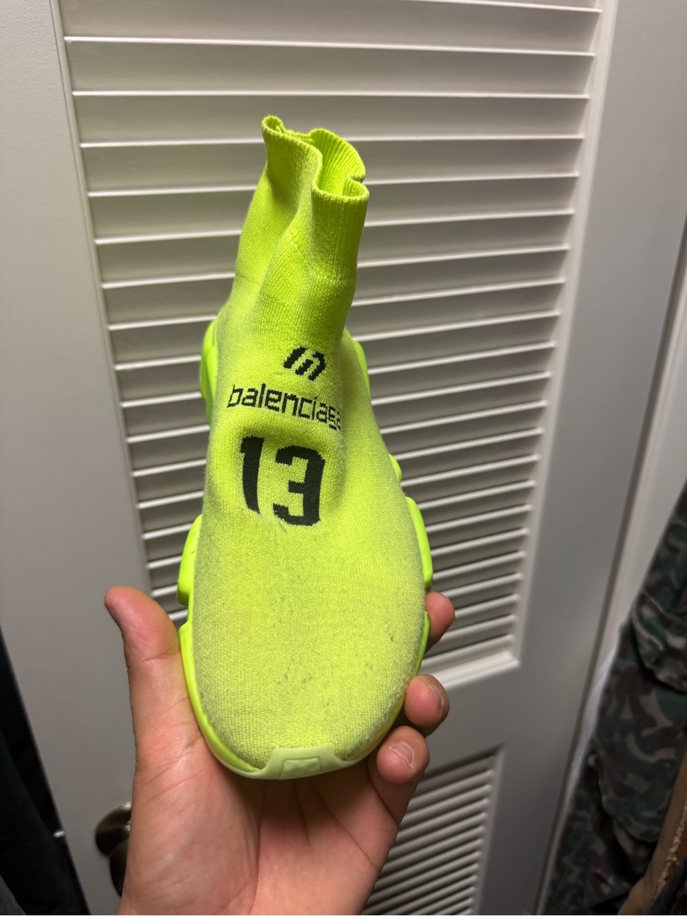 Balenciaga Neon Yellow Speed Trainer Sock Sneaker with Black Logo